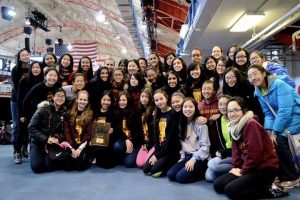 Last year's girls indoor track team poses at City Championships. Photo by Yash Sharma. 