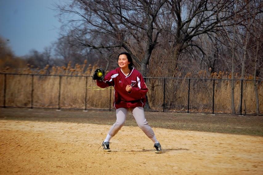 Junior Stephanie Yeh warming up pregame. Photo by Kari Iocolano.