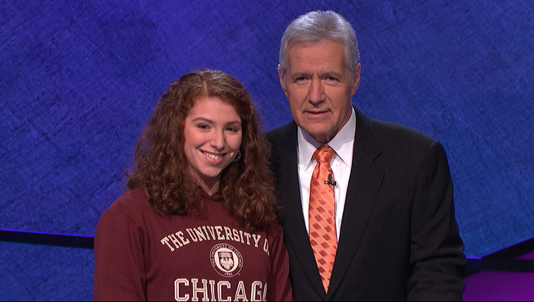 Laurie with Jeopardy! host Alex Trebek.